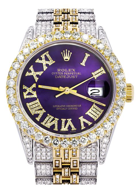 rolex day date with roman numerals in diamond iced out|Rolex diamond watches.